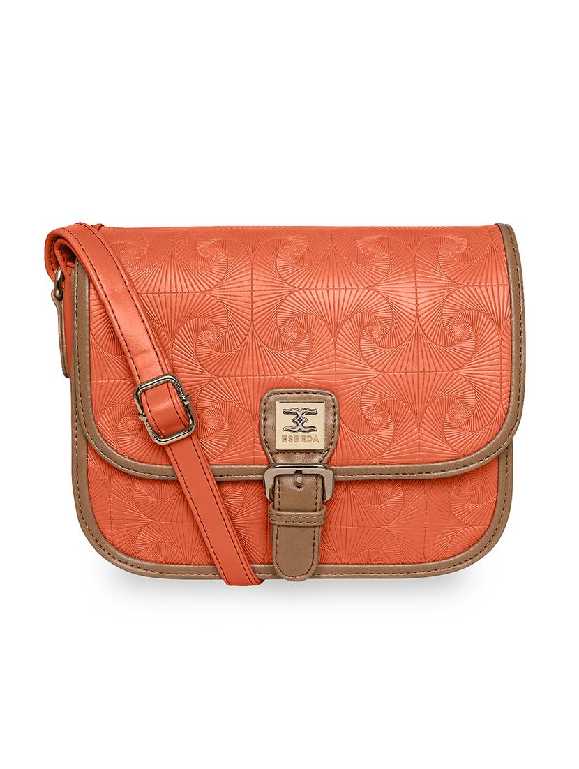 orange textured regular sling bag - 18393862 -  Zoom Image - 0