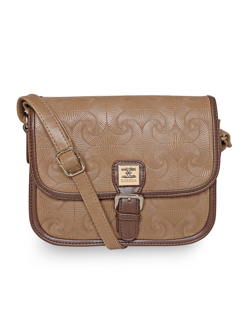 beige textured regular sling bag - 18393867 - Zoom Image - 0