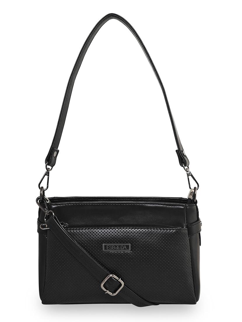 black textured regular sling bag - 18393887 -  Zoom Image - 0