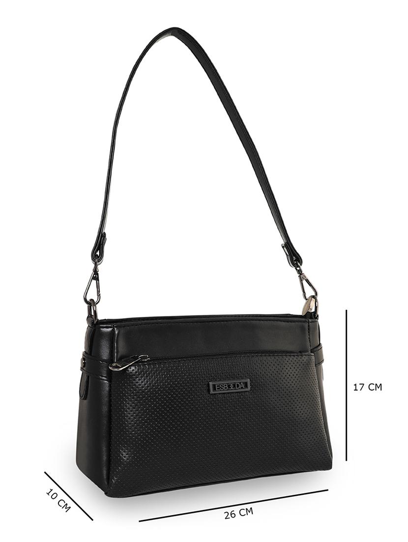 black textured regular sling bag - 18393887 - Standard Image - 3