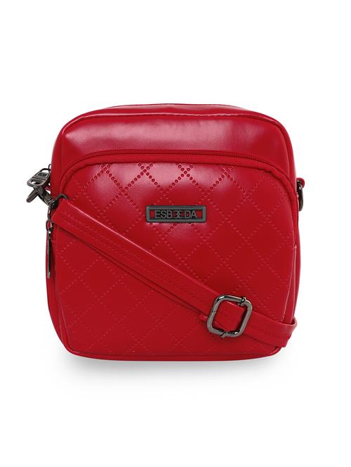 red textured regular sling bag - 18393893 - Standard Image - 0