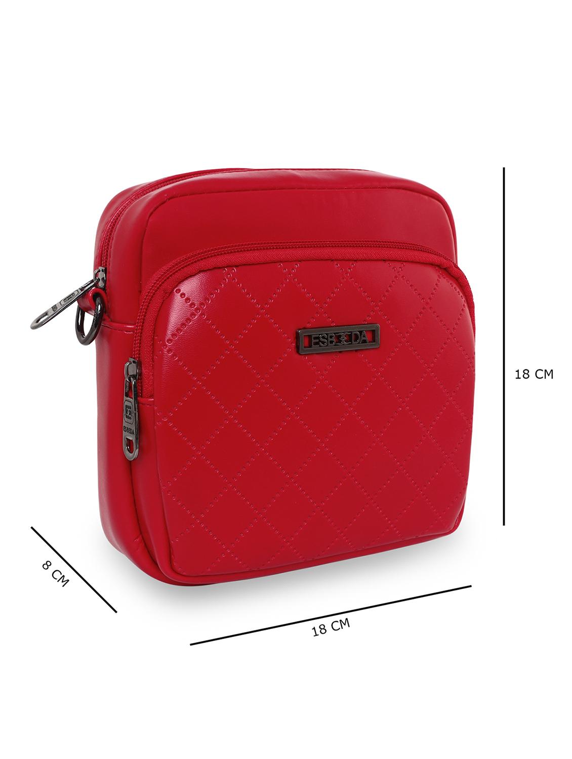 red textured regular sling bag - 18393893 - Standard Image - 3