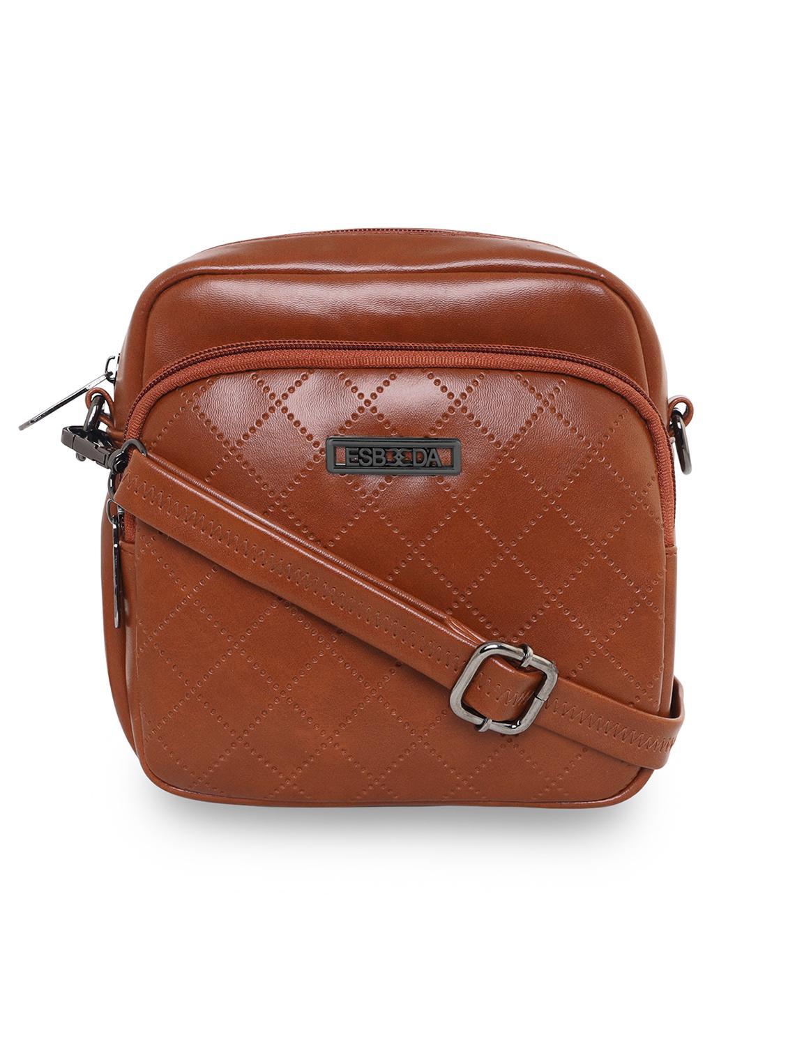 tan textured regular sling bag - 18393895 - Zoom Image - 0