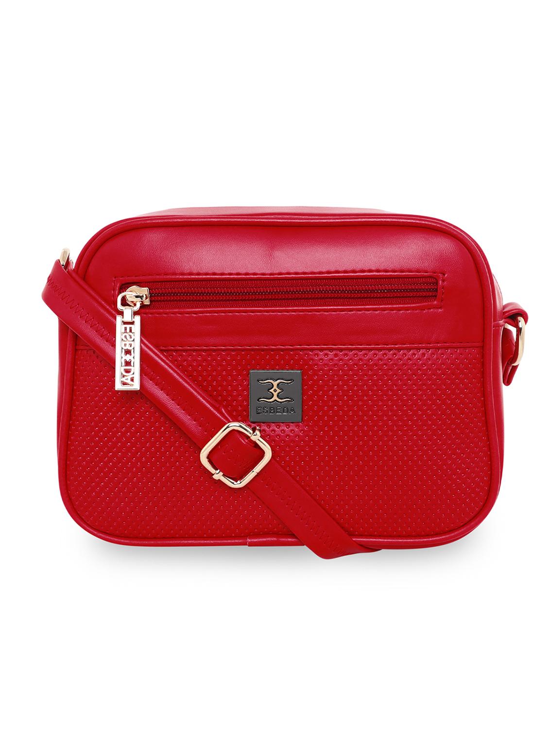 red textured regular sling bag - 18393905 - Zoom Image - 0