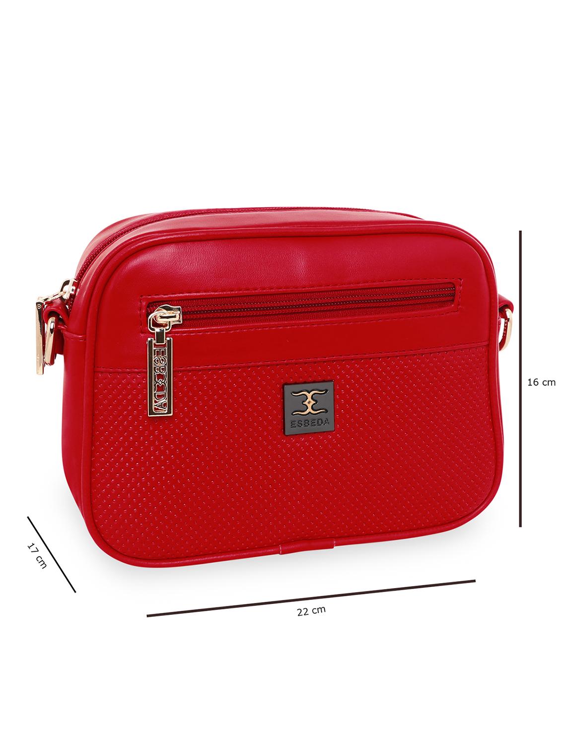 red textured regular sling bag - 18393905 - Standard Image - 3