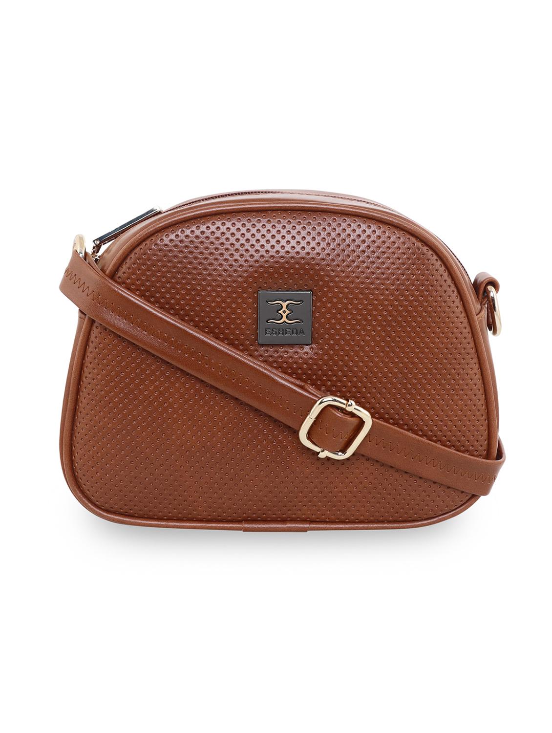tan textured regular sling bag - 18393912 -  Zoom Image - 0
