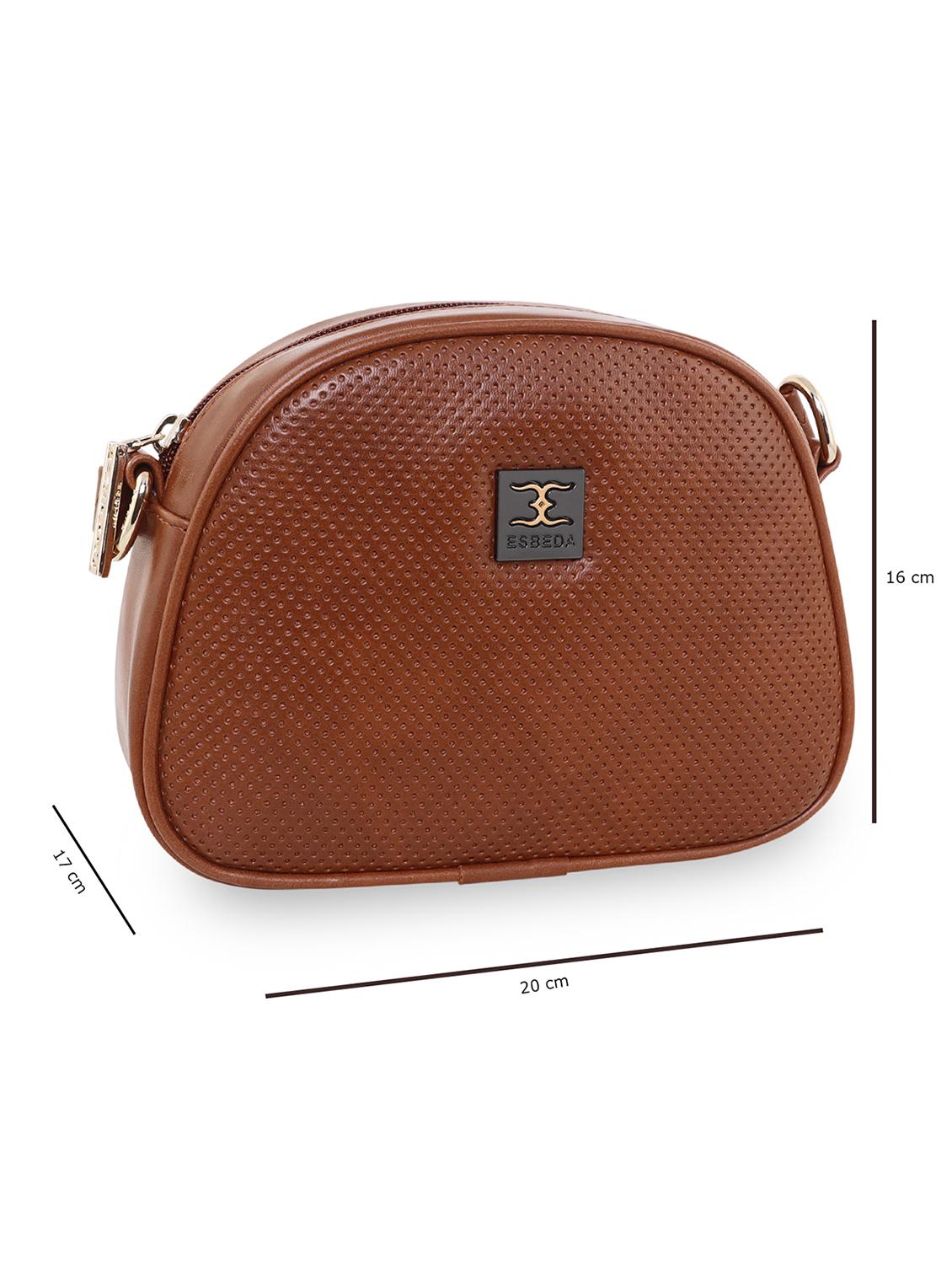 tan textured regular sling bag - 18393912 - Standard Image - 3