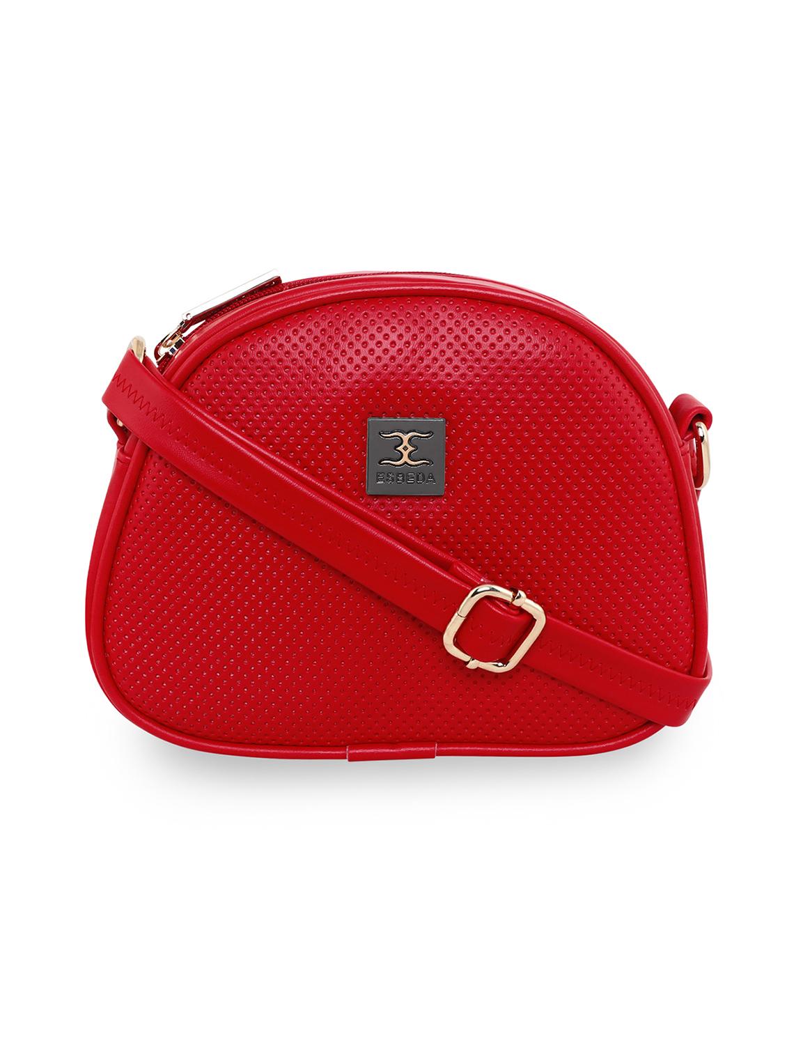 red textured regular sling bag - 18393913 - Zoom Image - 0