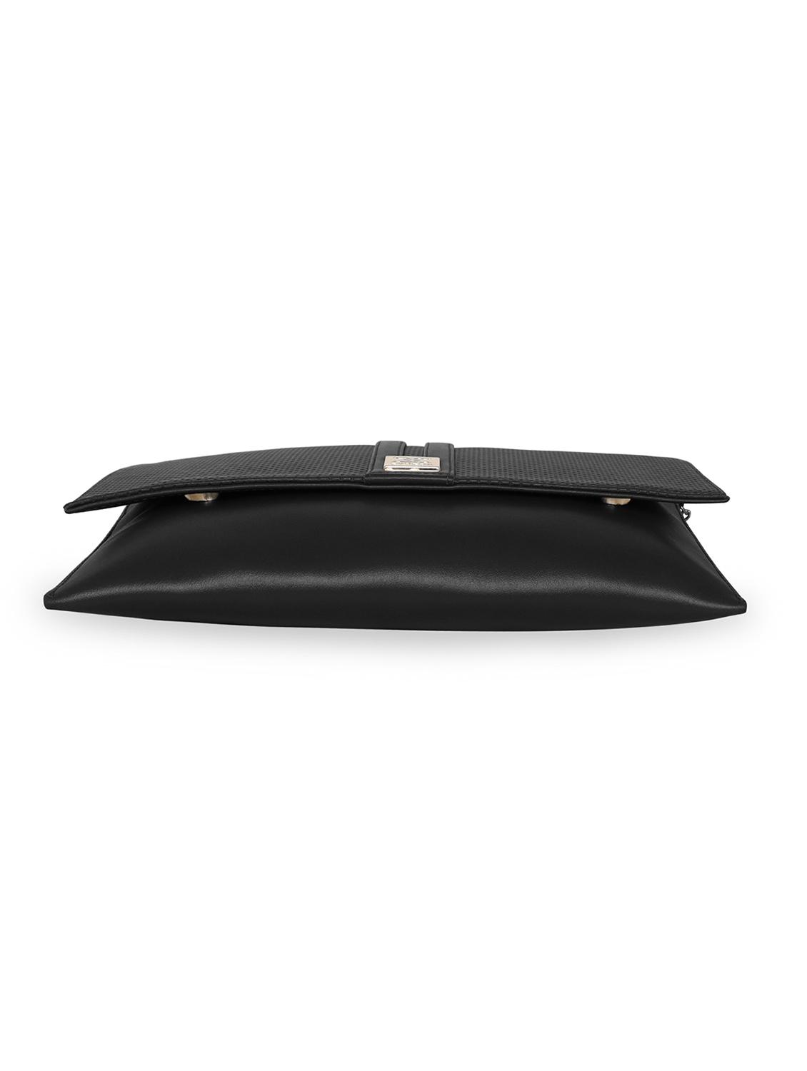 black leatherette envelope clutch - 18393921 - Standard Image - 3