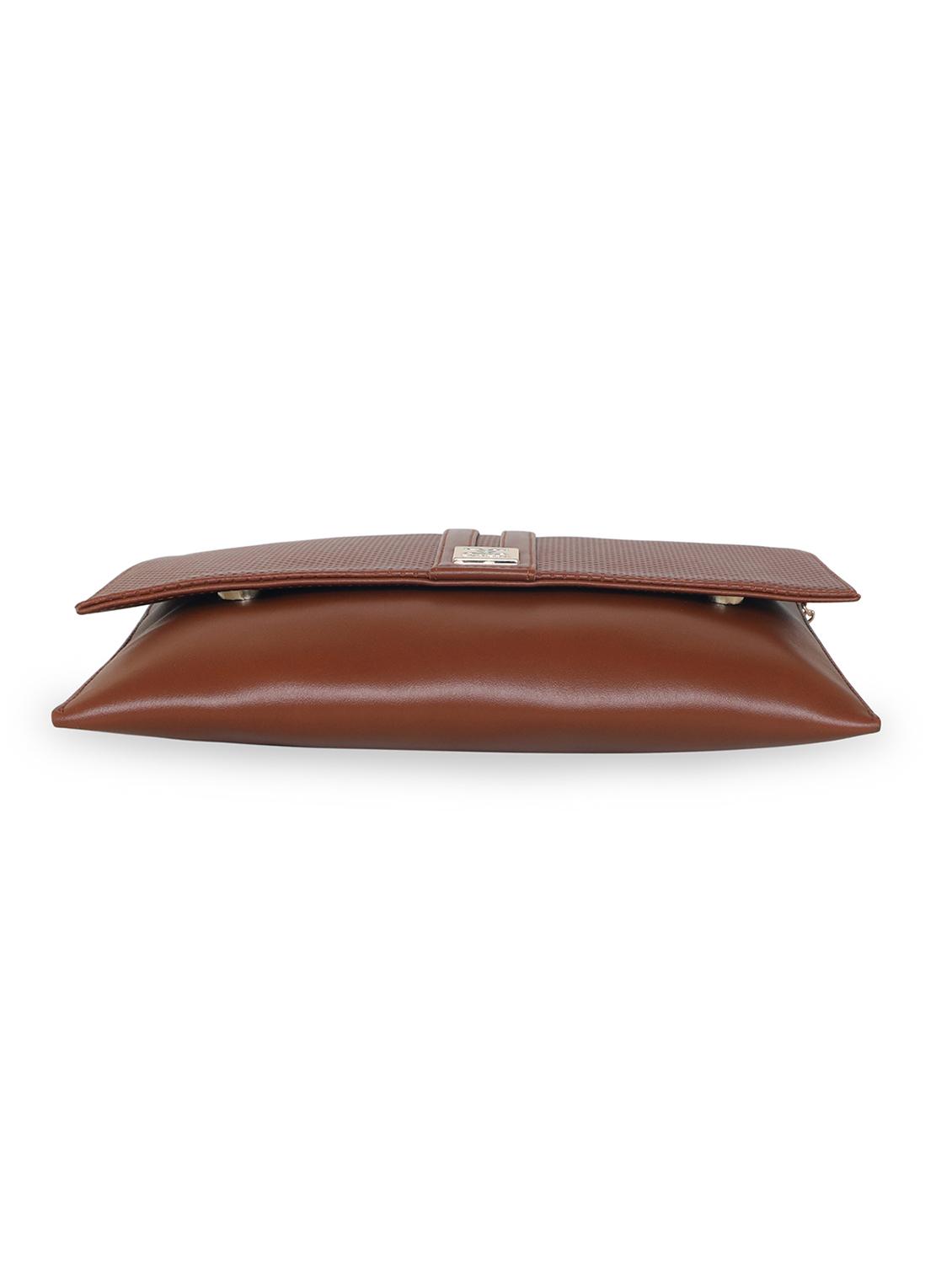 tan leatherette envelope clutch - 18393924 - Standard Image - 3