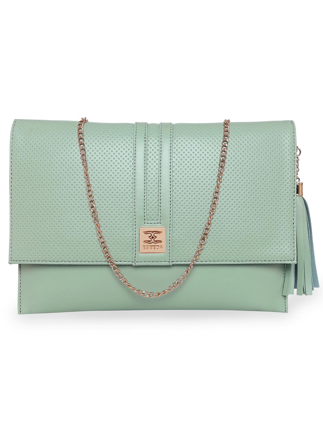 green leatherette envelope clutch - 18393925 - Zoom Image - 0