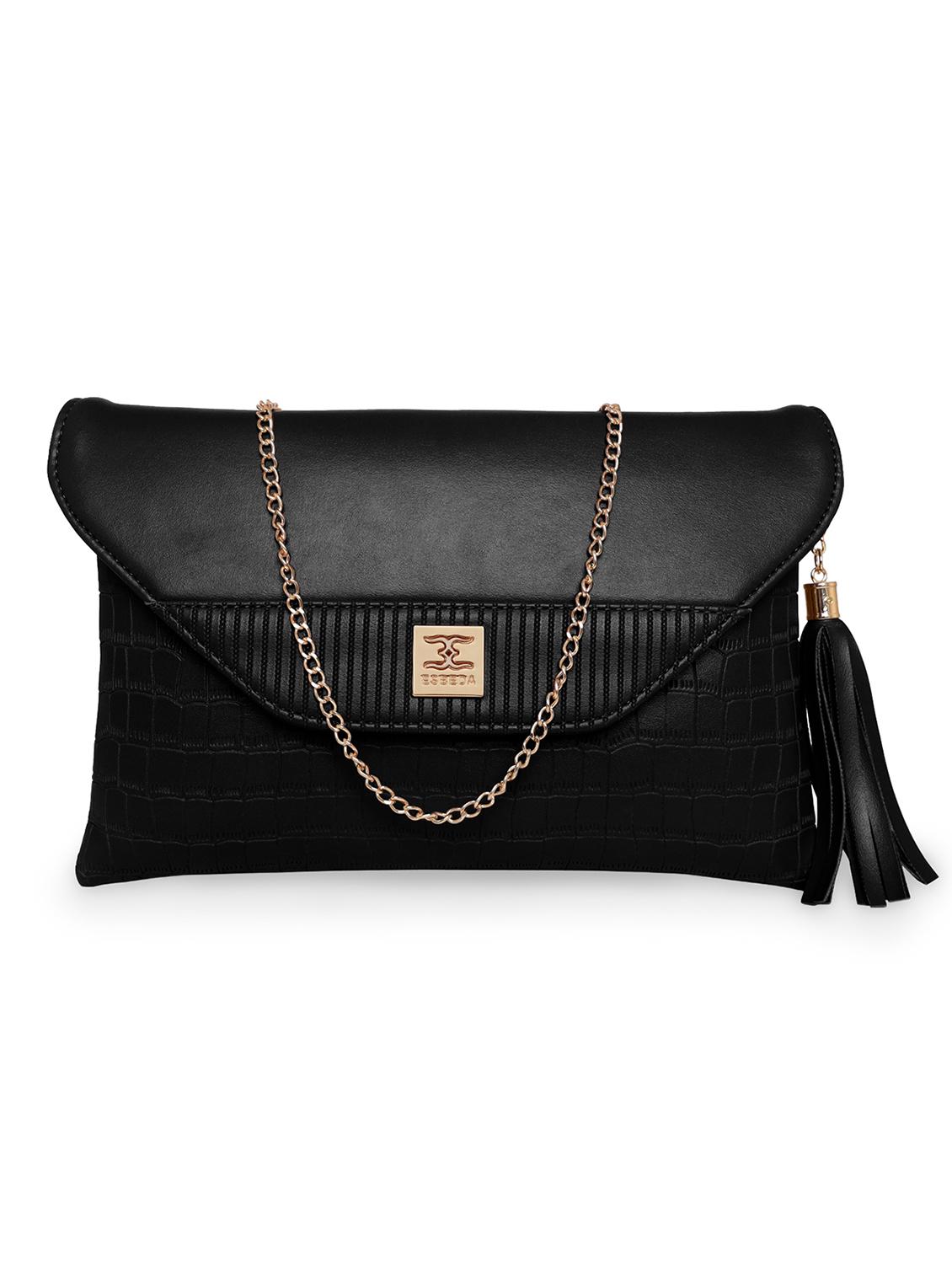 black leatherette envelope clutch - 18393926 - Zoom Image - 0