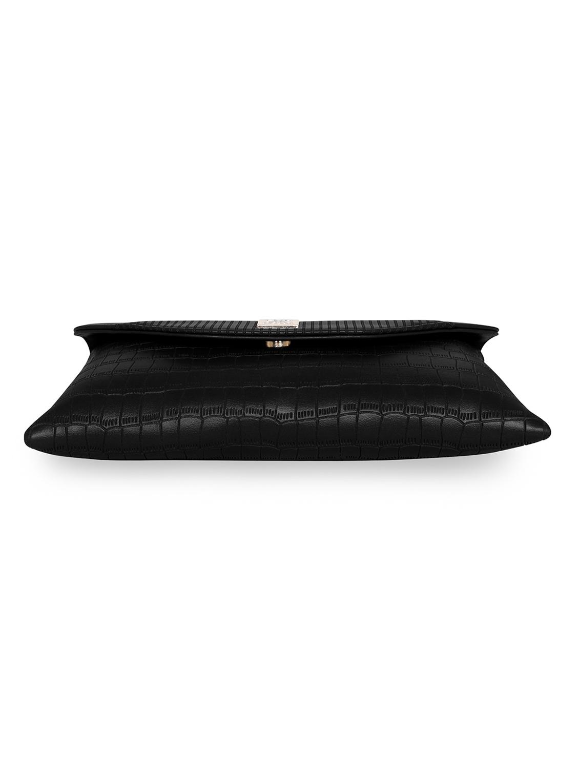 black leatherette envelope clutch - 18393926 - Standard Image - 3