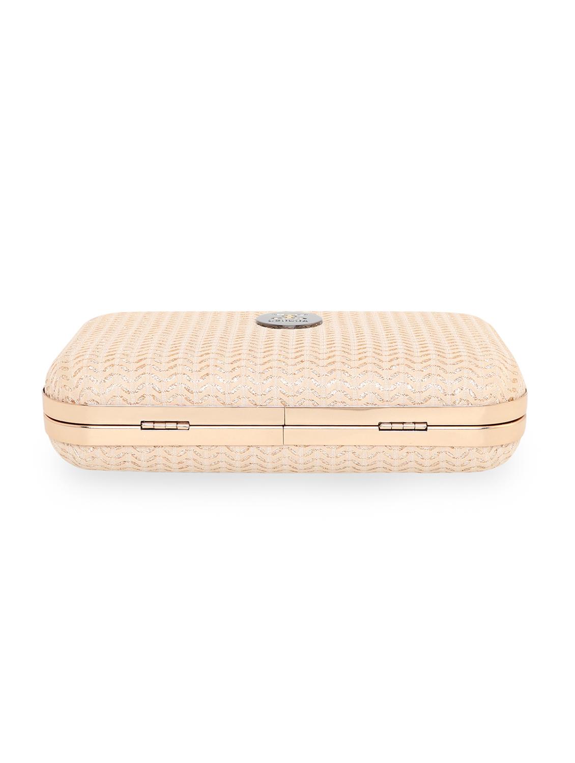 gold textured box clutch - 18393947 - Standard Image - 3