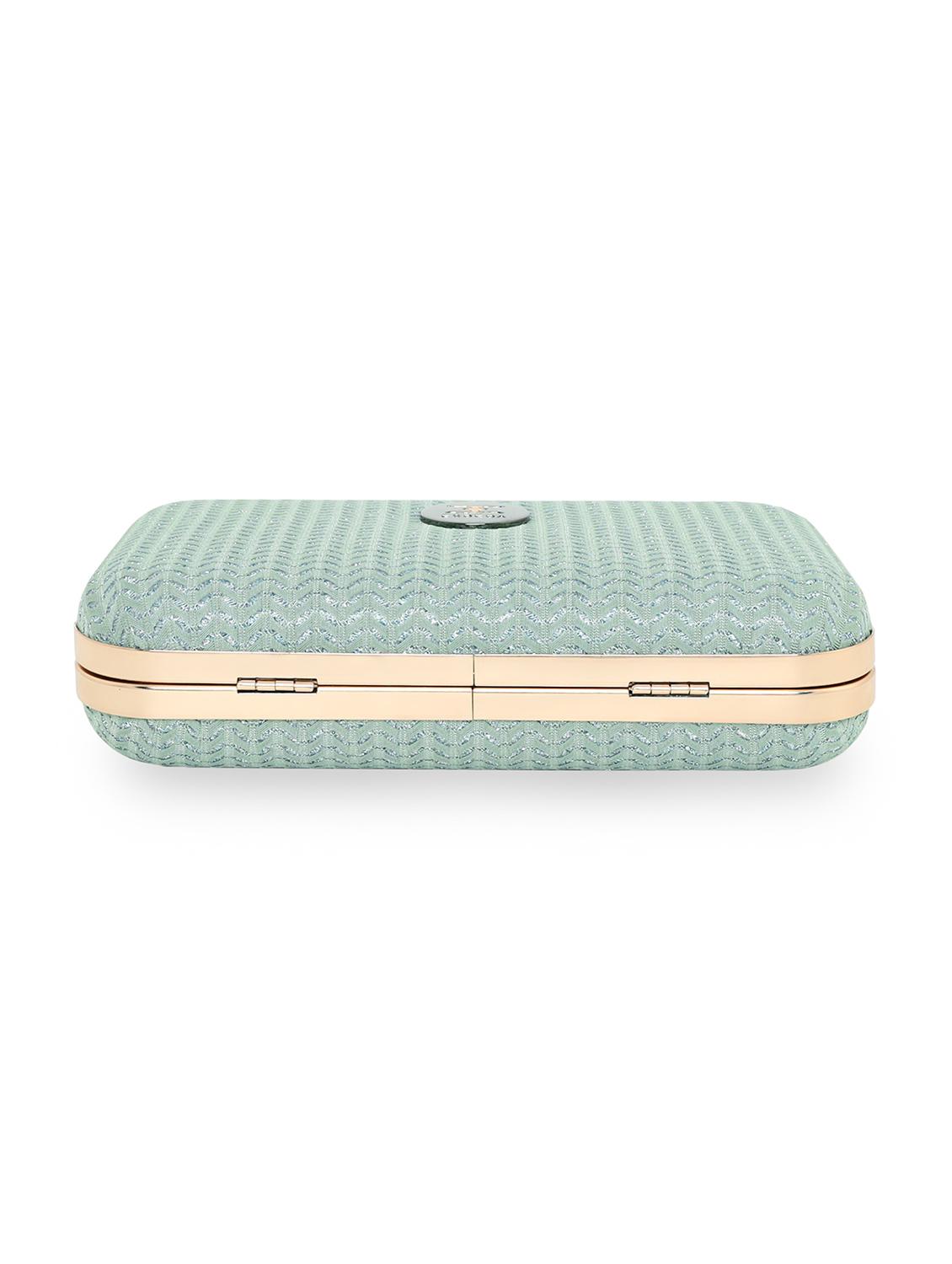 green textured box clutch - 18393948 - Standard Image - 3