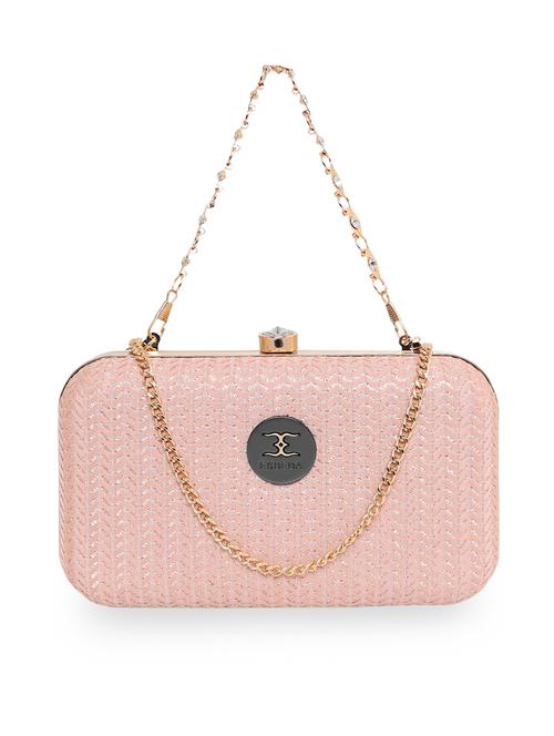 peach textured box clutch - 18393951 - Standard Image - 0