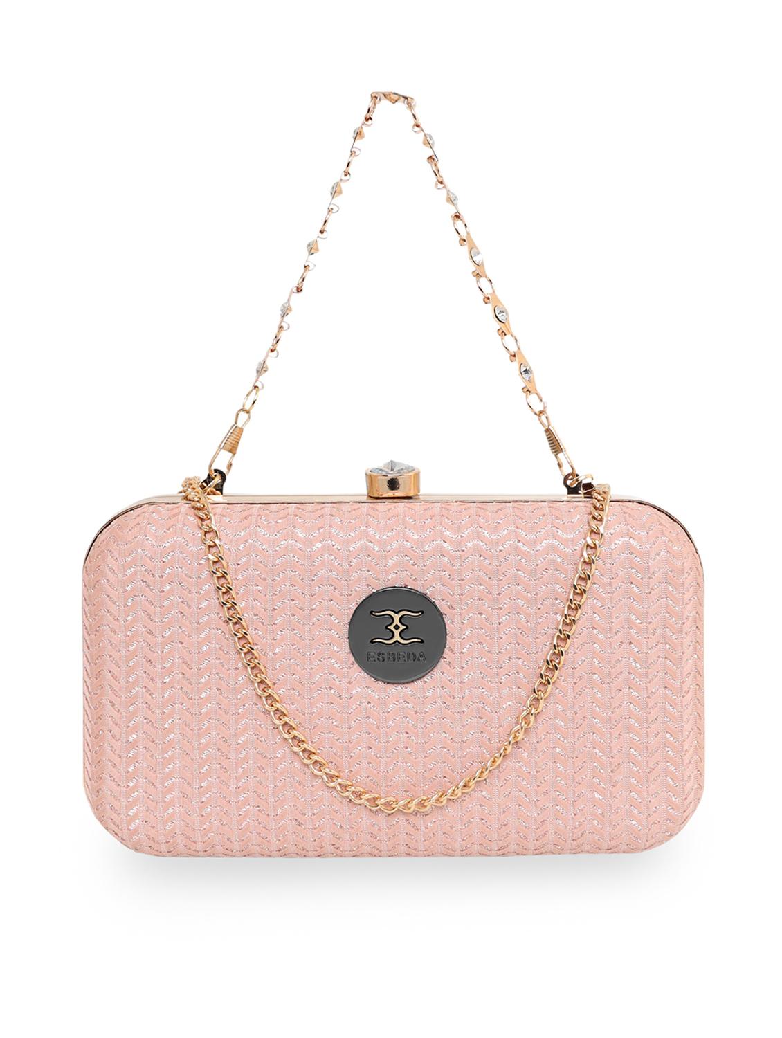 peach textured box clutch - 18393951 - Zoom Image - 0