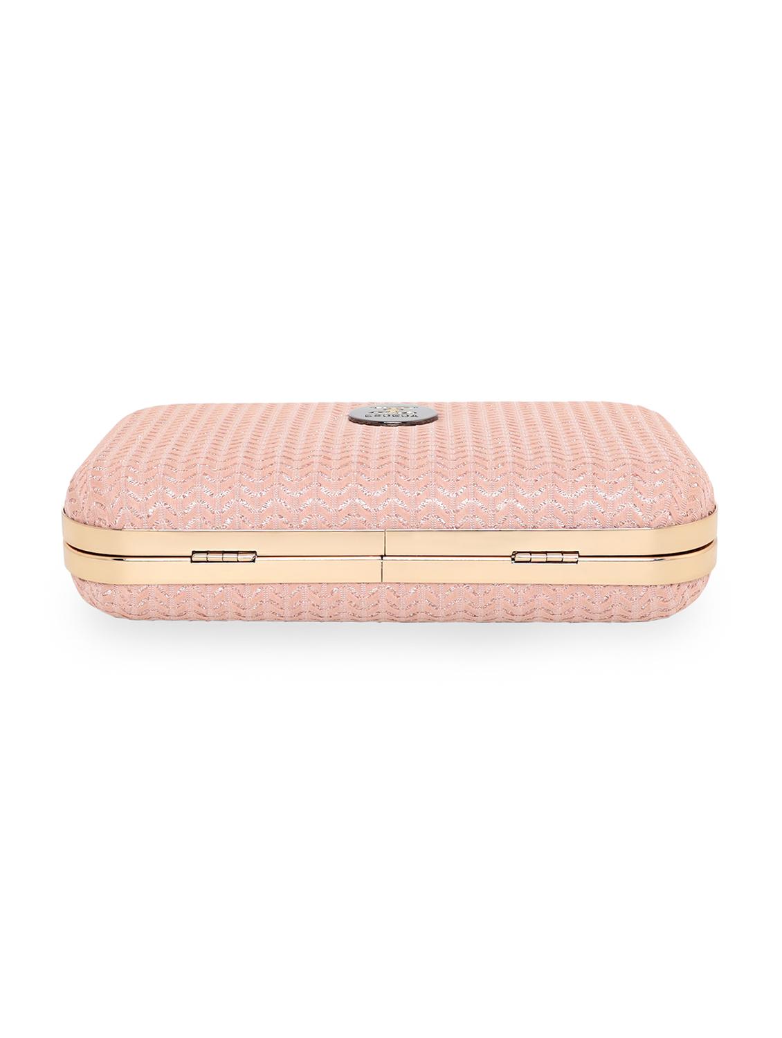 peach textured box clutch - 18393951 - Standard Image - 3