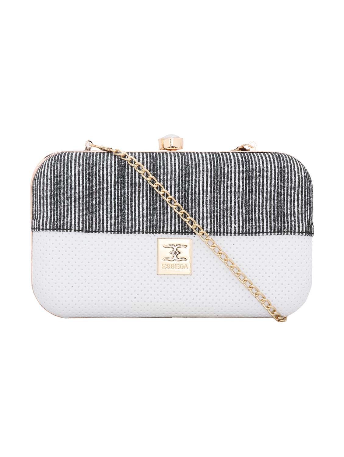white textured box clutch - 18393953 - Zoom Image - 0