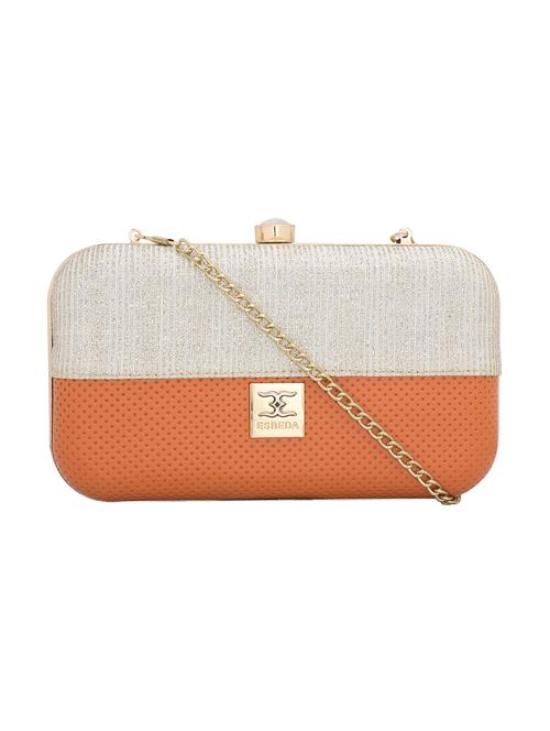 orange textured box clutch - 18393955 - Standard Image - 0