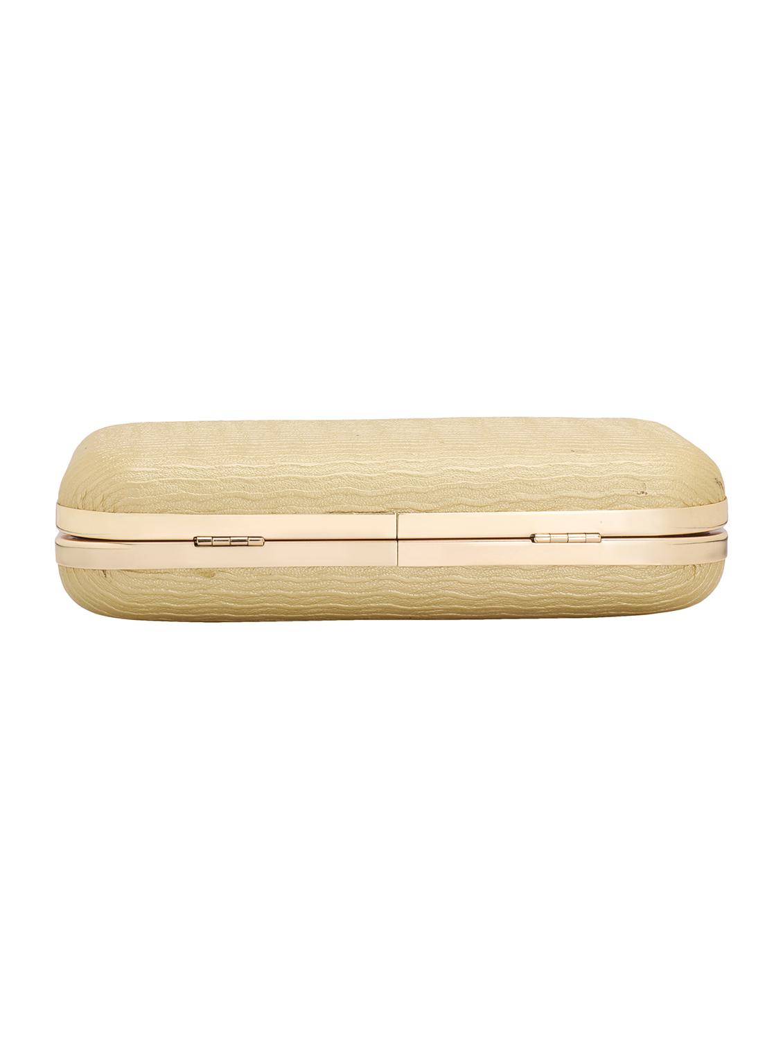 gold textured box clutch - 18393970 - Standard Image - 3