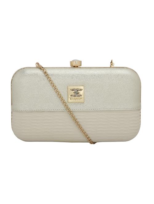cream textured box clutch - 18393972 - Standard Image - 0