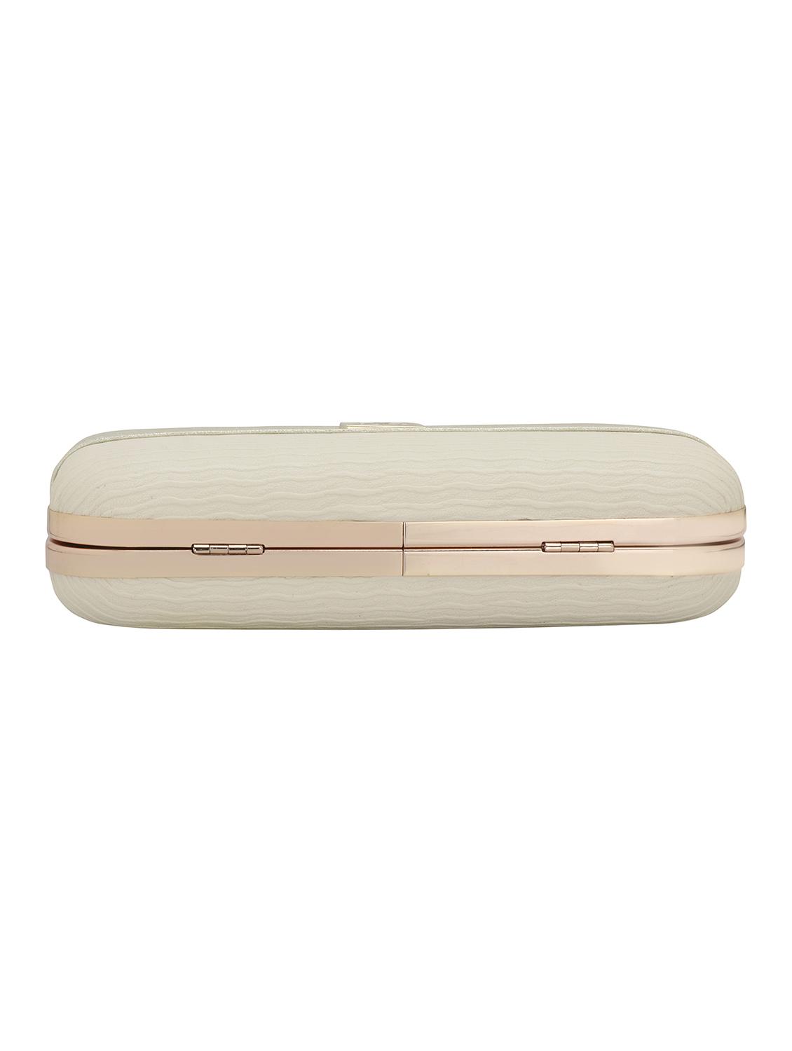 cream textured box clutch - 18393972 - Standard Image - 3