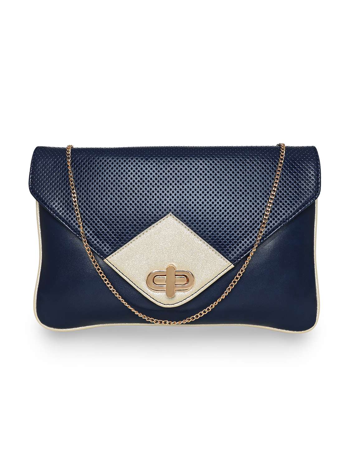 navy blue leatherette envelope clutch - 18393978 - Zoom Image - 0