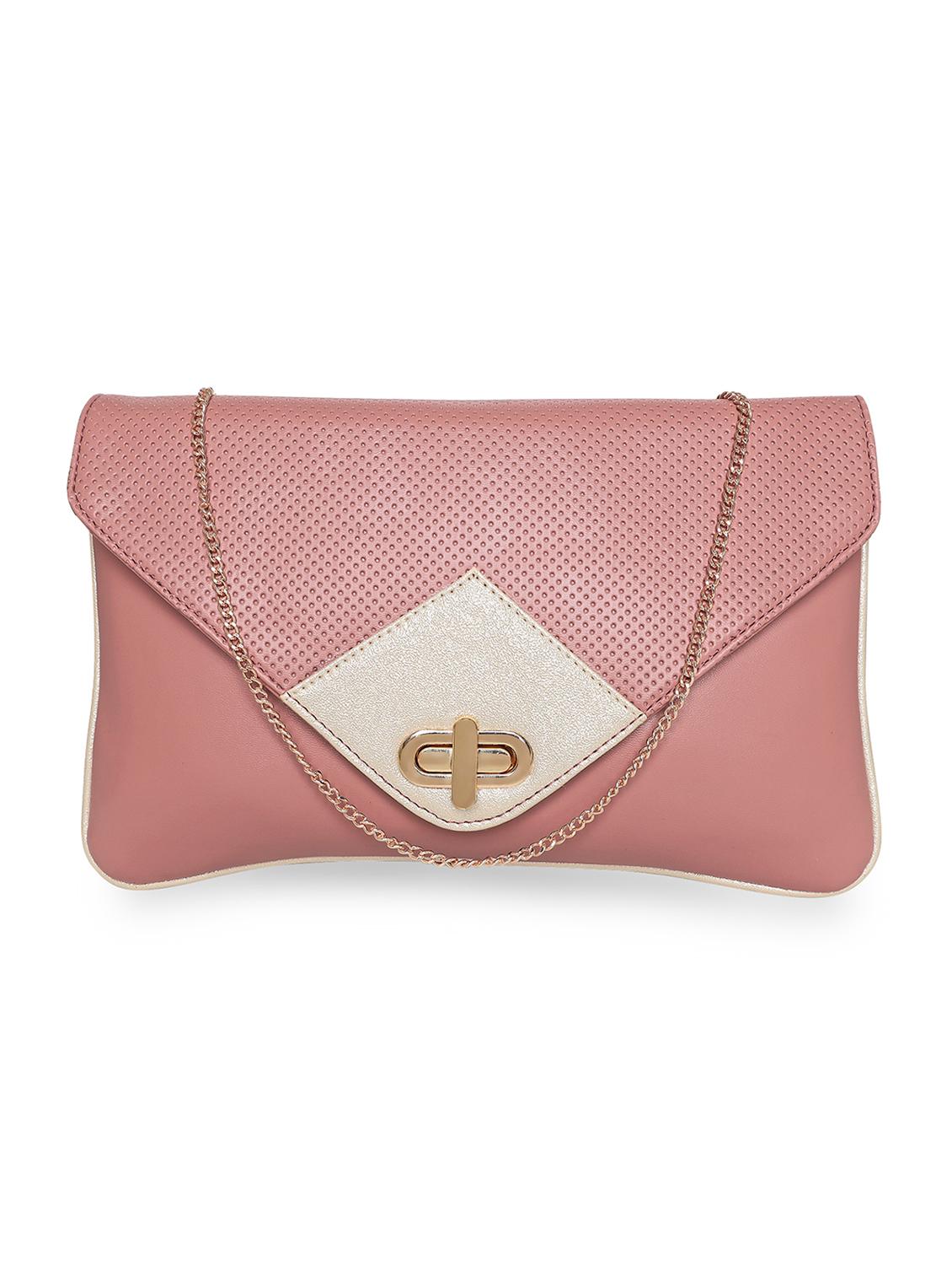 pink leatherette envelope clutch - 18393980 -  Zoom Image - 0
