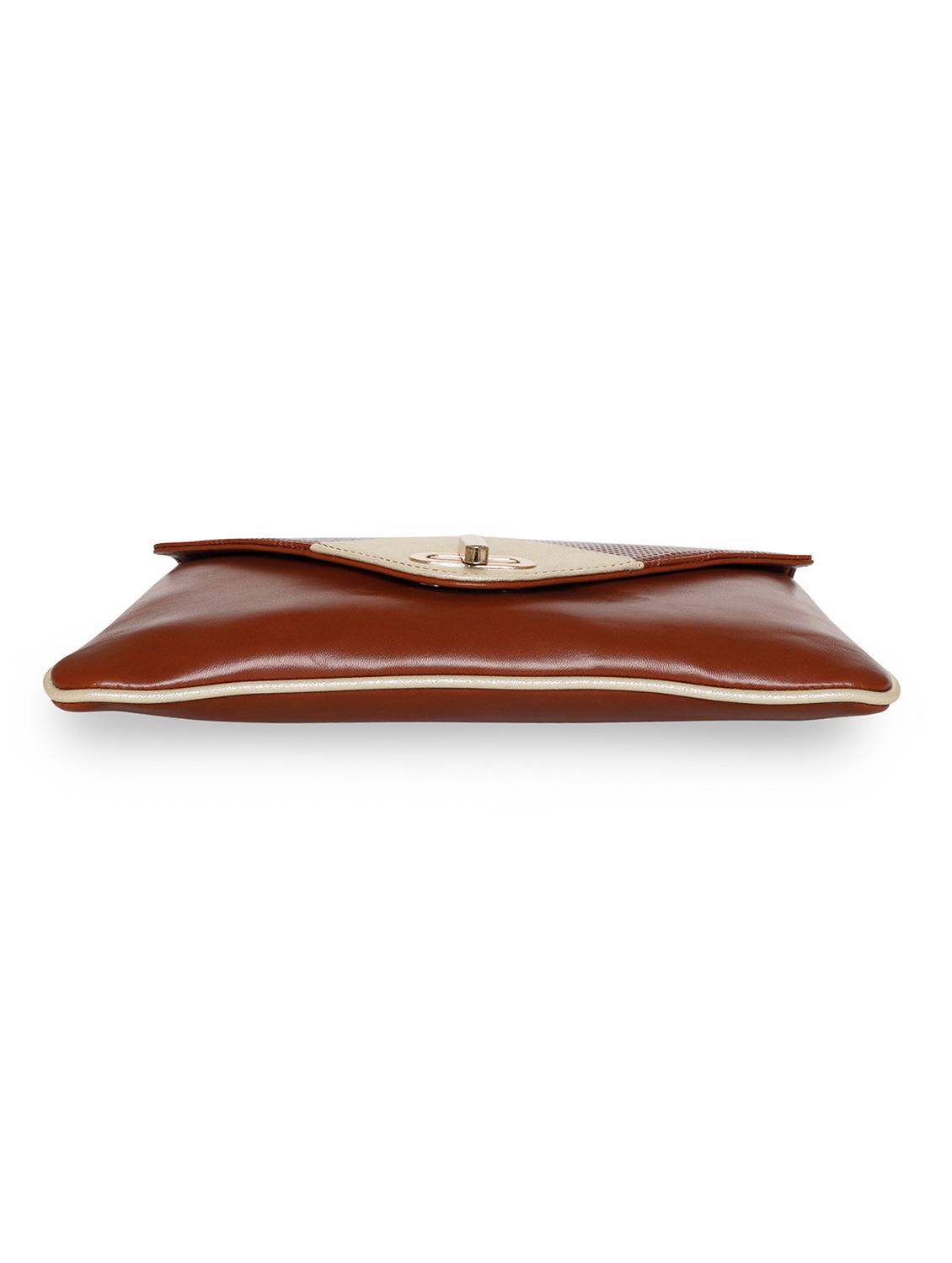 tan leatherette envelope clutch - 18393981 - Standard Image - 3
