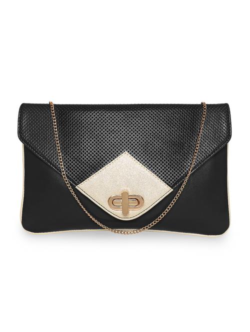black leatherette envelope clutch - 18393984 -  Standard Image - 0