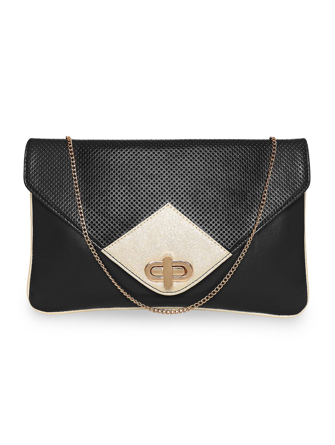 black leatherette envelope clutch - 18393984 -  Zoom Image - 0
