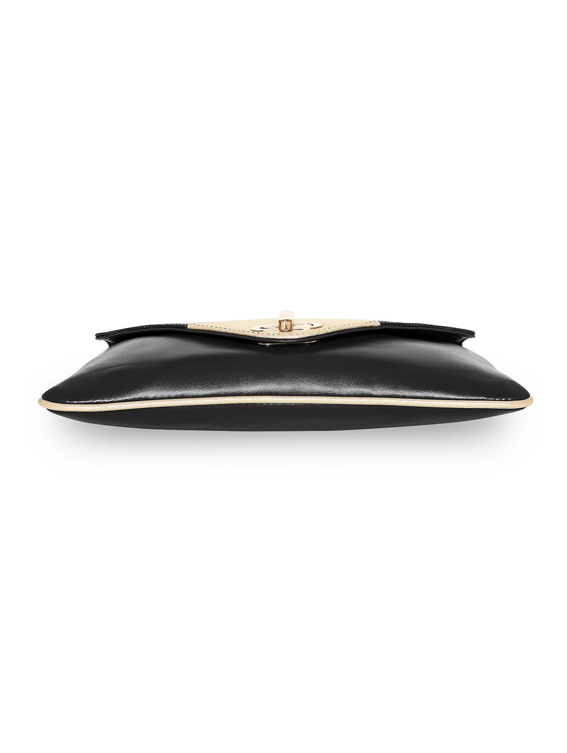 black leatherette envelope clutch - 18393984 - Standard Image - 3