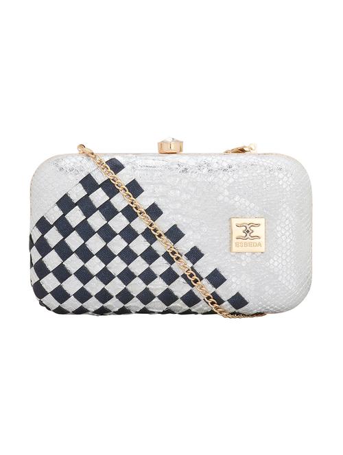 silver textured box clutch - 18393987 -  Standard Image - 0