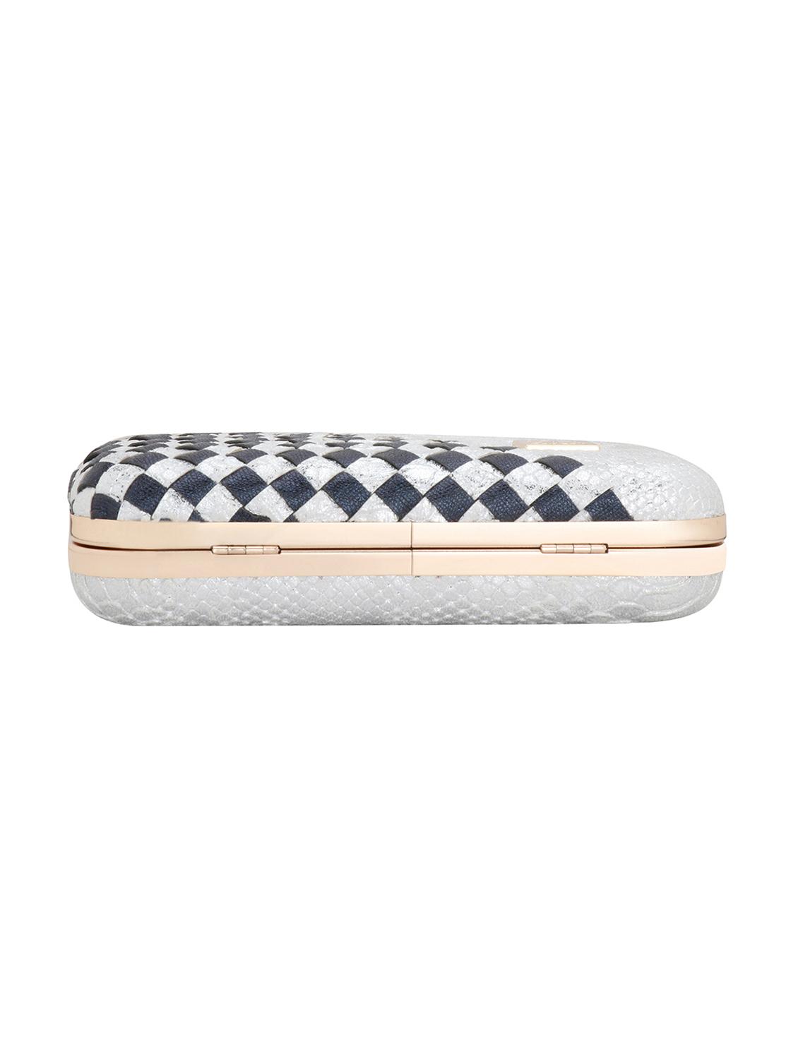 silver textured box clutch - 18393987 - Standard Image - 3