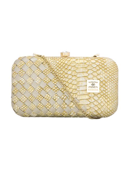 gold textured box clutch - 18393988 -  Standard Image - 0