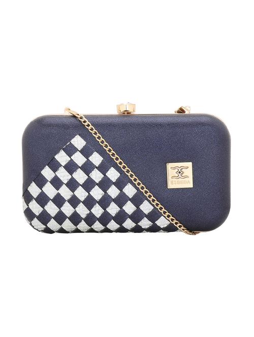 blue textured box clutch - 18393990 -  Standard Image - 0