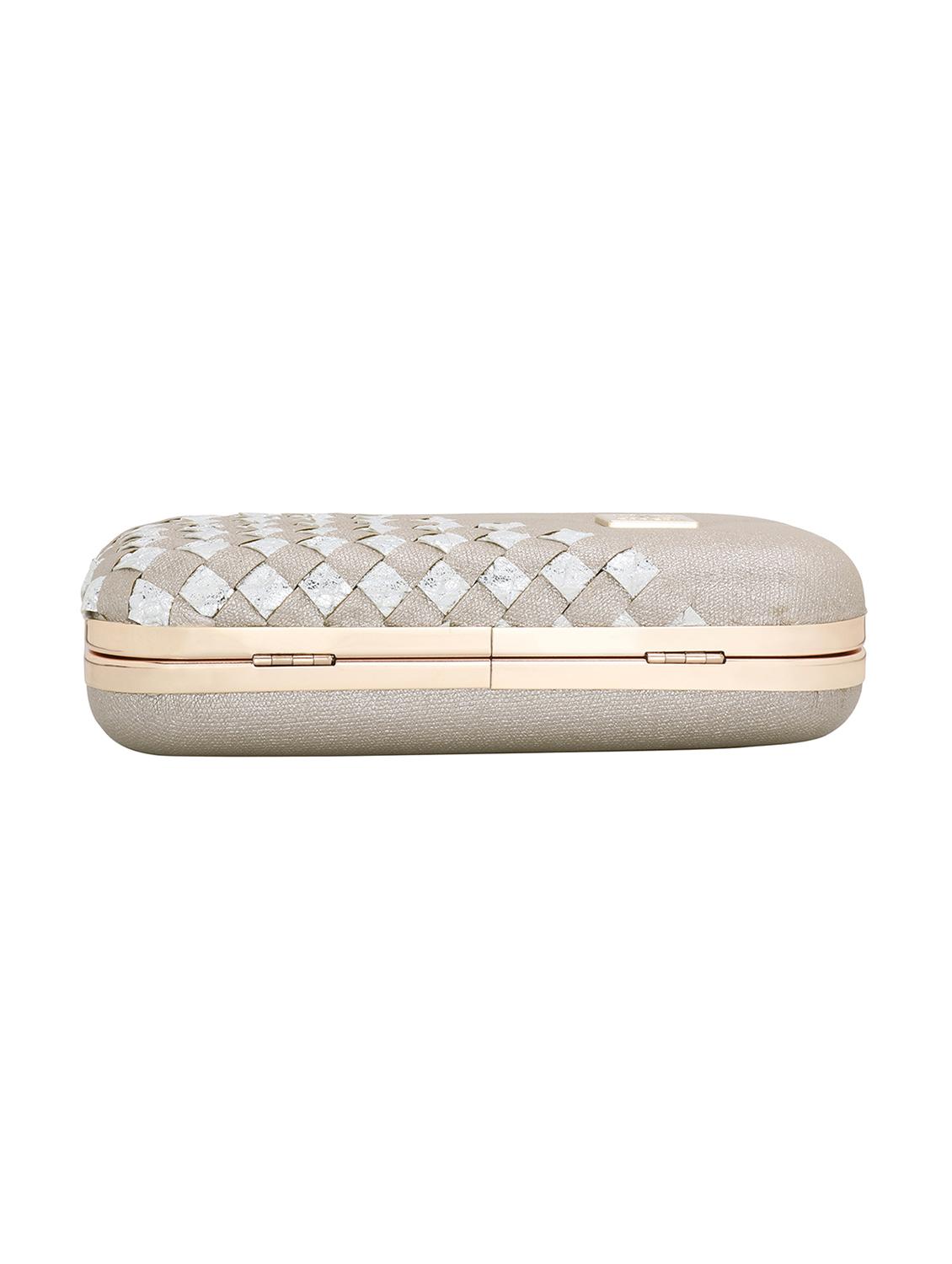 silver textured box clutch - 18393992 - Standard Image - 3
