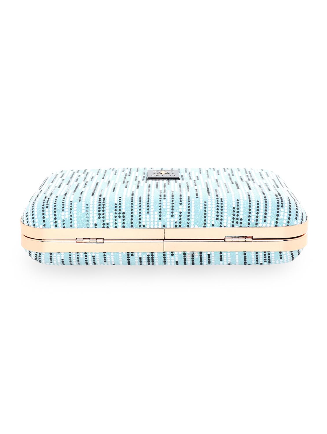 blue printed box clutch - 18394003 - Standard Image - 3