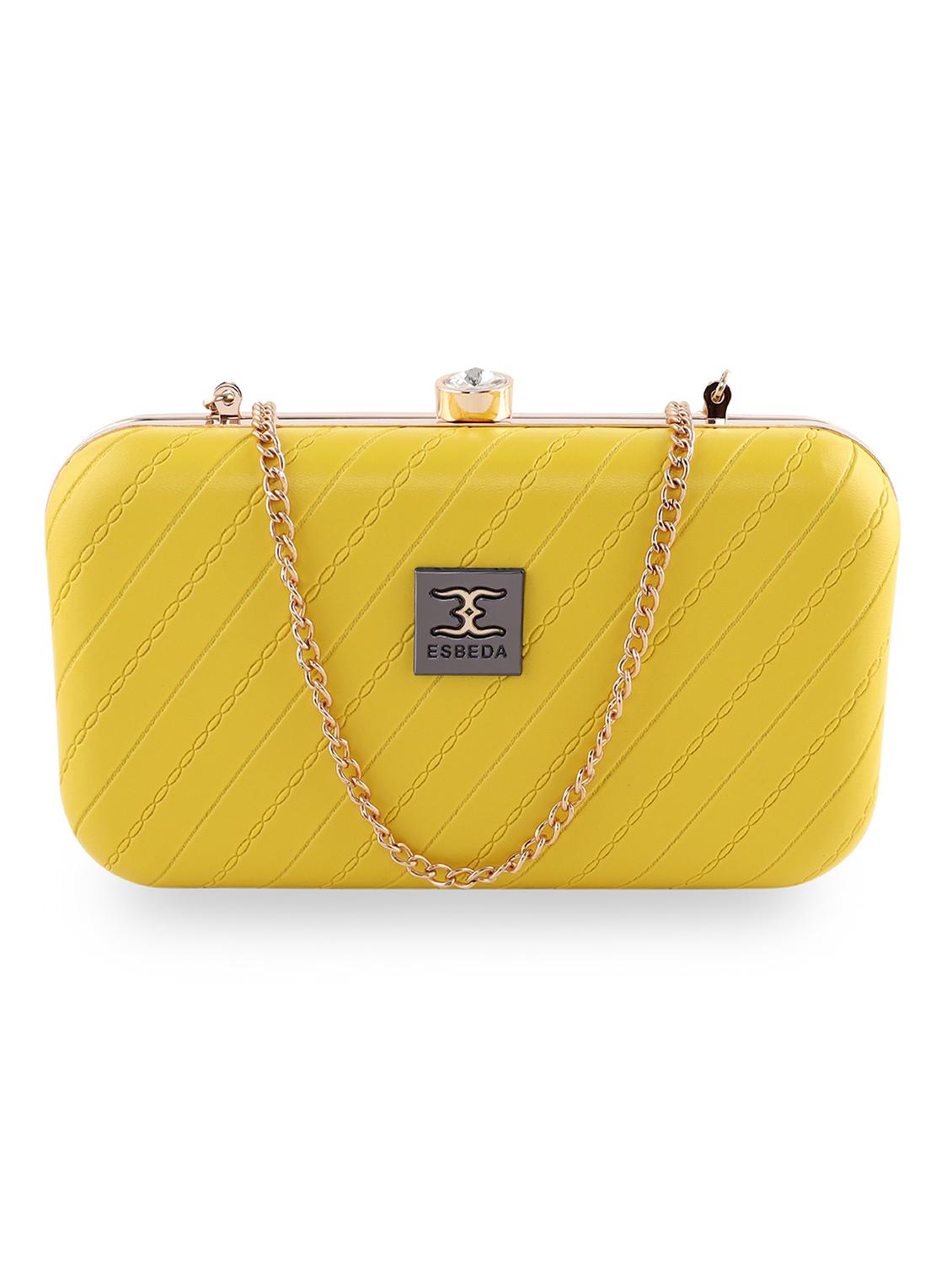 yellow textured box clutch - 18394019 - Zoom Image - 0