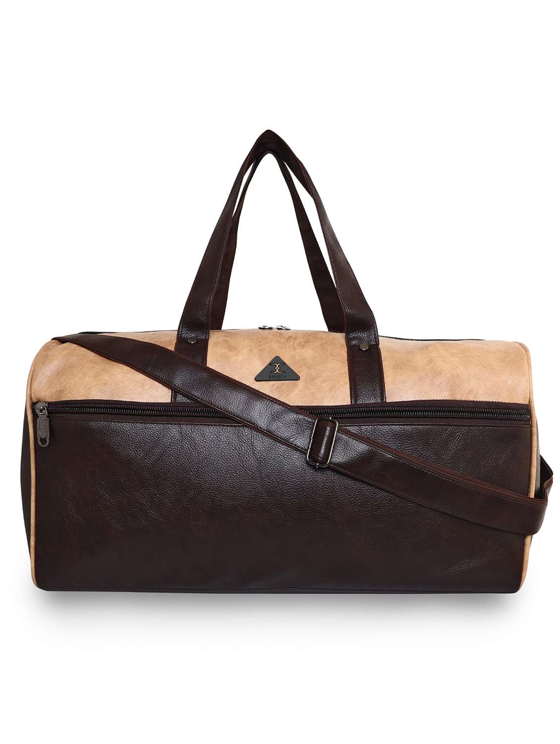 beige leatherette (pu) dufflebag