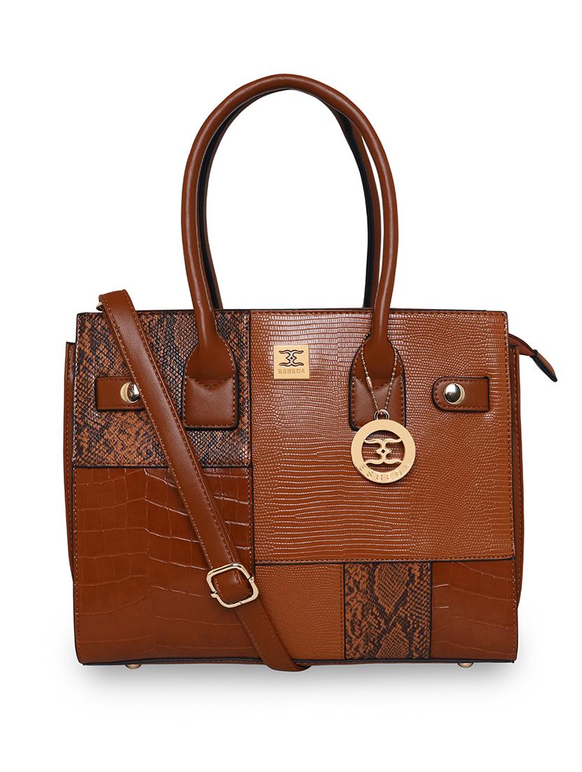 tan leatherette (pu) handbag - 18394078 -  Zoom Image - 0