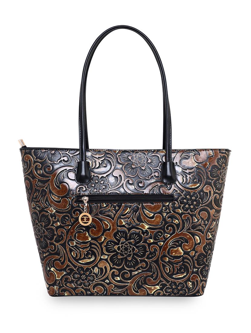 brown leatherette (pu) handbag - 18394136 - Standard Image - 3