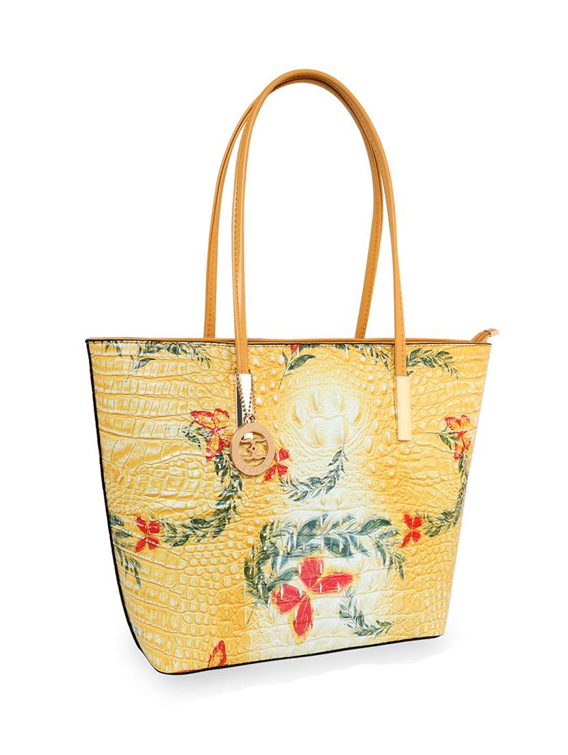 yellow leatherette (pu) handbag - 18394139 - Standard Image - 3