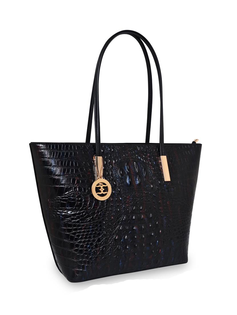 black leatherette (pu) handbag - 18394145 - Standard Image - 3