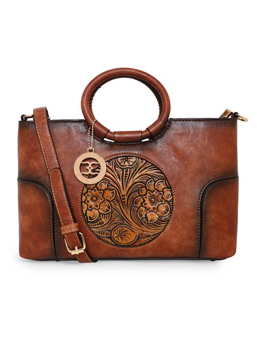 tan leatherette (pu) handbag - 18394165 -  Standard Image - 0