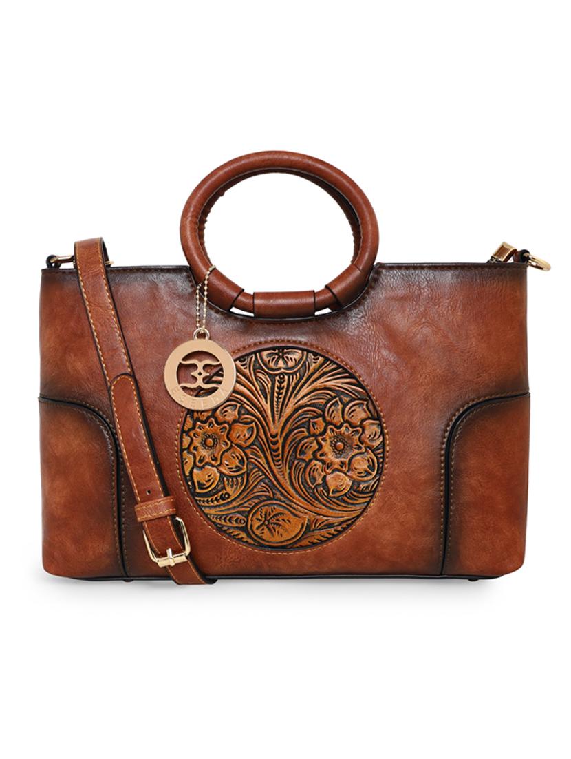 tan leatherette (pu) handbag - 18394165 -  Zoom Image - 0