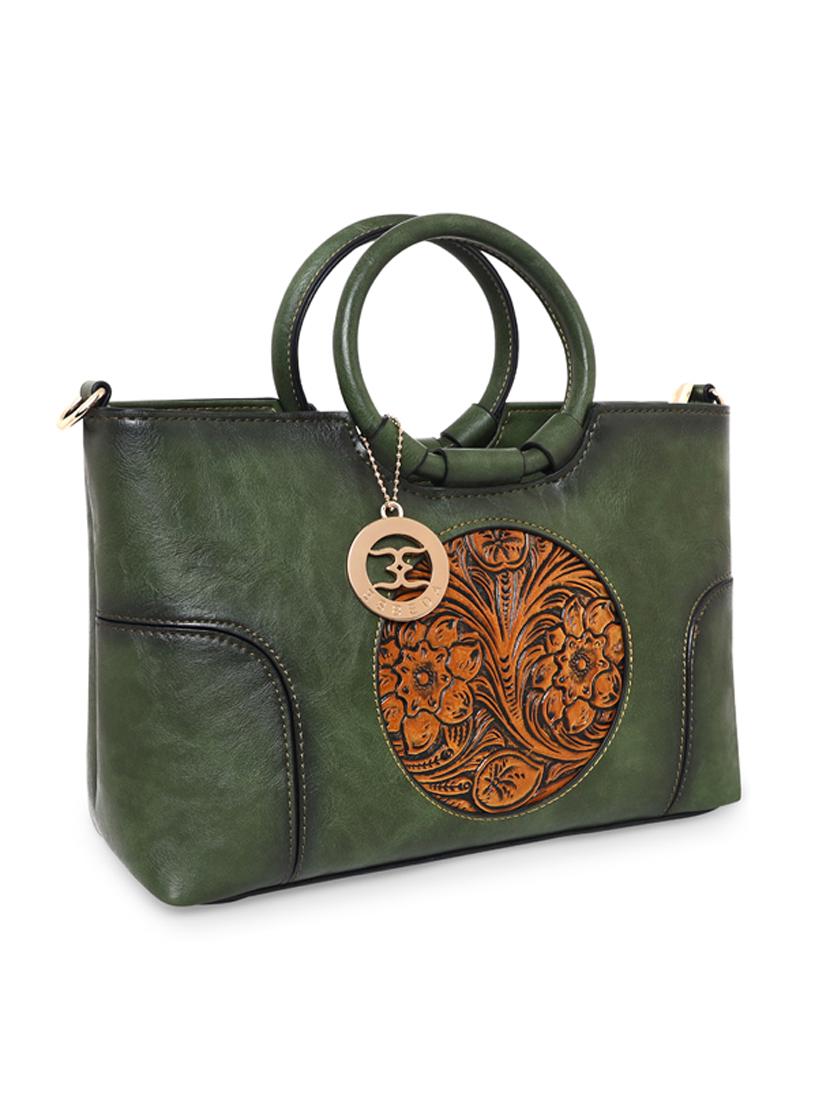 green leatherette (pu) handbag - 18394166 - Standard Image - 3