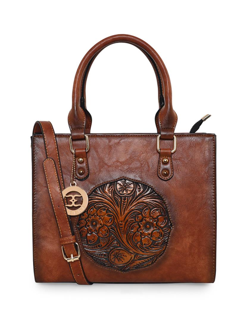 tan leatherette (pu) handbag - 18394174 -  Zoom Image - 0