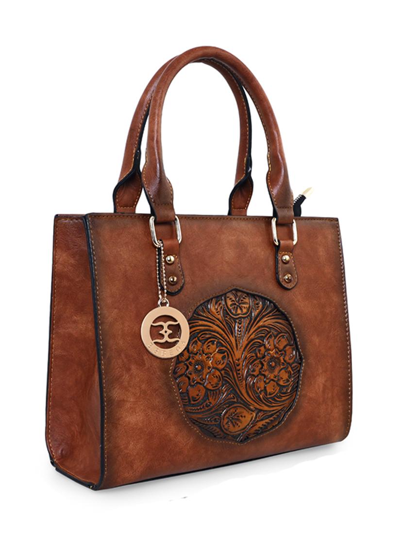 tan leatherette (pu) handbag - 18394174 - Standard Image - 3